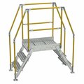 Vestil 3 Step Galvanized Steel Cross-Over Ladder 66.5"x72.15" 500lb Capacity COL-3-26-23-HDG